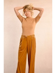 Flowing velvet panne pants