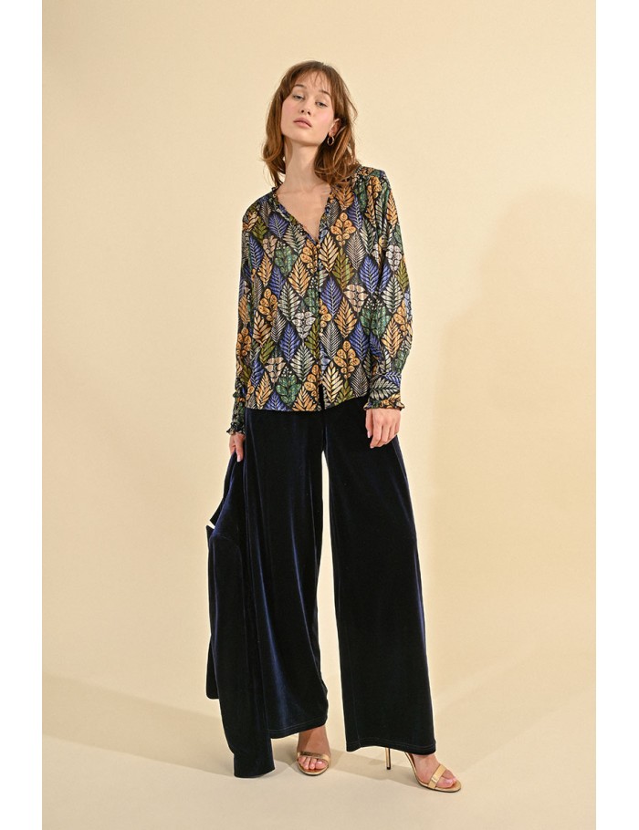 Flowing velvet panne pants