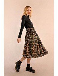 Printed mid-length skirt