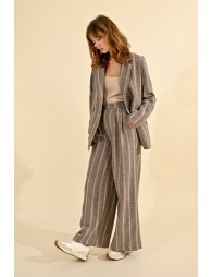 Herringbone wide-leg pants