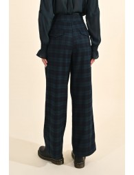 Wide-leg checked pants