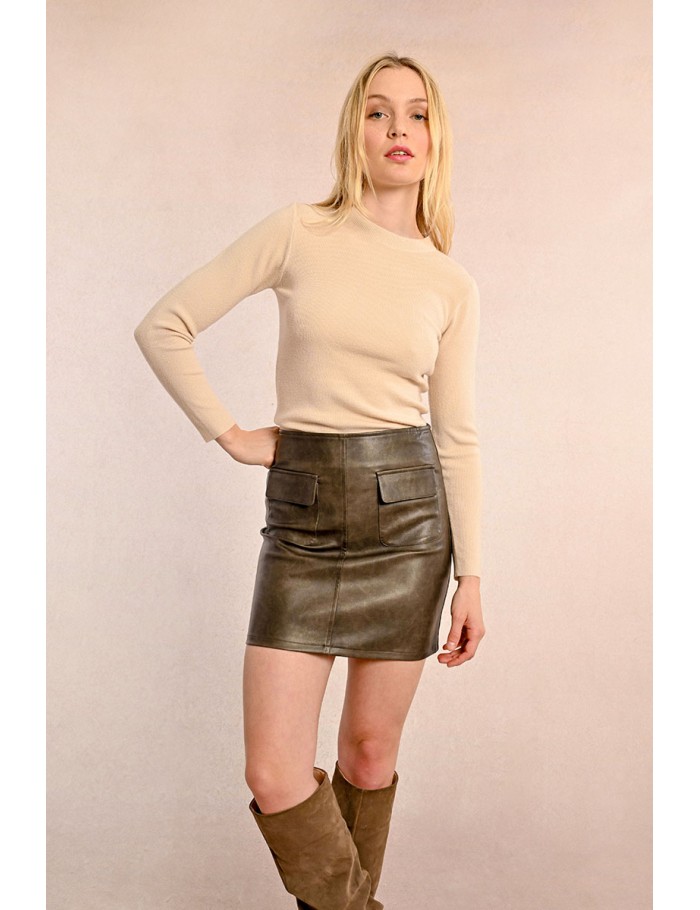 Faux trapeze mini skirt