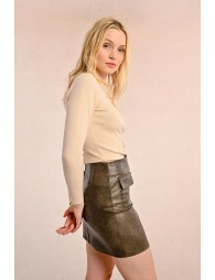 Faux trapeze mini skirt