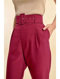 Belted pants with pleats