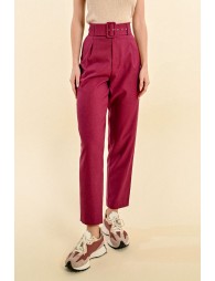 Belted pants with pleats