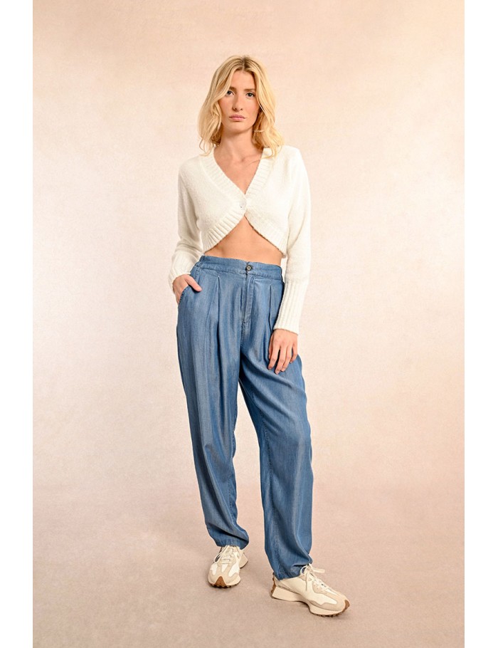 Embroidered lyocell pants