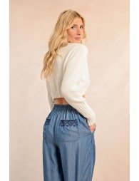 Embroidered lyocell pants