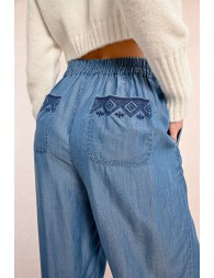 Embroidered lyocell pants