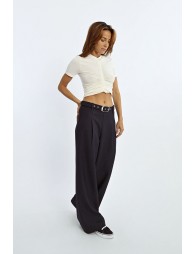 Pantalon large taille haute