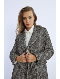 Long manteau à fines rayures