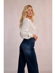 Jeans large à la taille haute