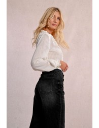 Jeans large à la taille haute