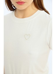 T-shirt avec coeur perlé