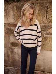 Striped polo-style sweater