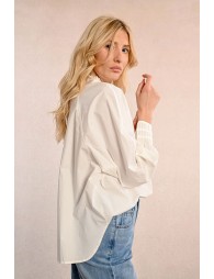 White pleated blouse