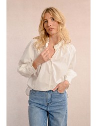 White pleated blouse