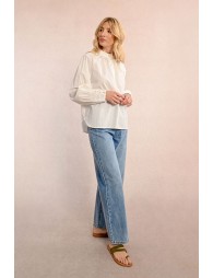 White pleated blouse