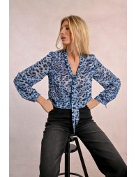 Blouse léopard col lavallière