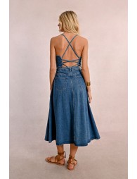 Vestido vaquero midi de tirantes