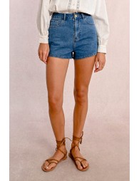 Wide denim shorts