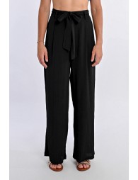 Pantalón largo con lazada y pliegues