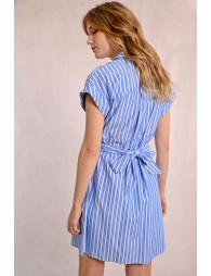 Vestido de manga corta con lazada y estampado