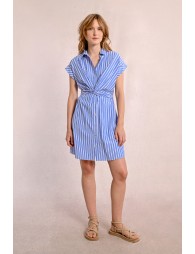 Vestido de manga corta con lazada y estampado