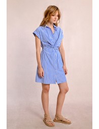 Vestido de manga corta con lazada y estampado