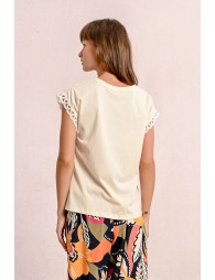 T-shirt, openwork sleeves