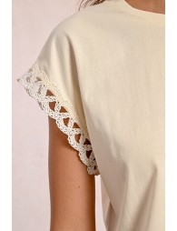 T-shirt, openwork sleeves