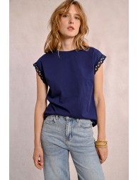 T-shirt, openwork sleeves