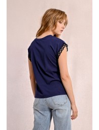 T-shirt, openwork sleeves