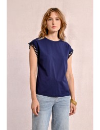 T-shirt, openwork sleeves