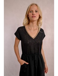 Vestido de manga corta con lazada