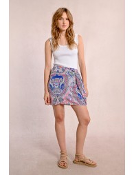 Falda corta con estampado y lazada