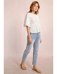 Blusa de manga mariposa calada