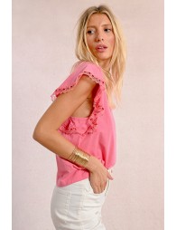 Ruffled sleeve t-shirt