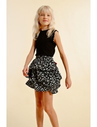 Printed mini skirt, with ruffles