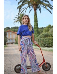 Wide-leg printed pants