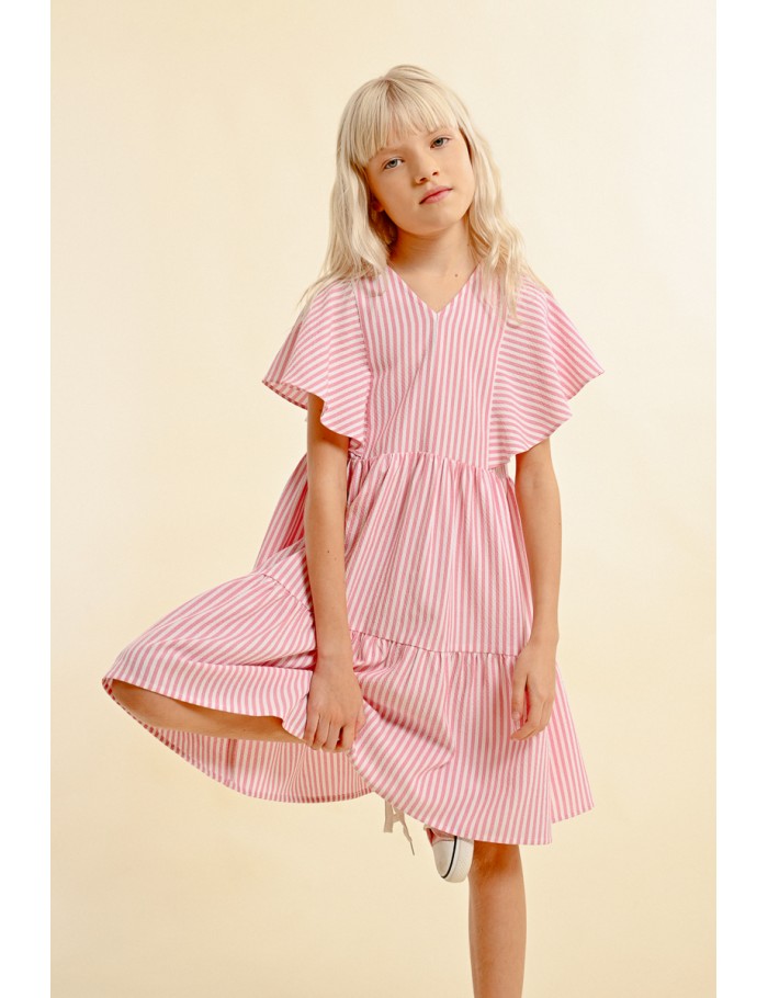 Short pinstriped babydoll dress