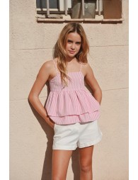 Ruffled camisole with pinstripes