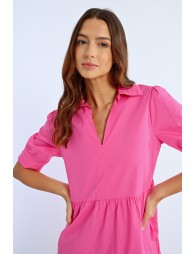 Vestido camisero con cuello y volantes