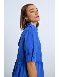 Vestido camisero con cuello y volantes