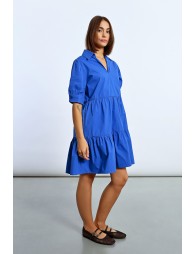 Vestido camisero con cuello y volantes