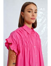 Robe chemise à fronces