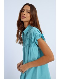 Robe chemise à fronces