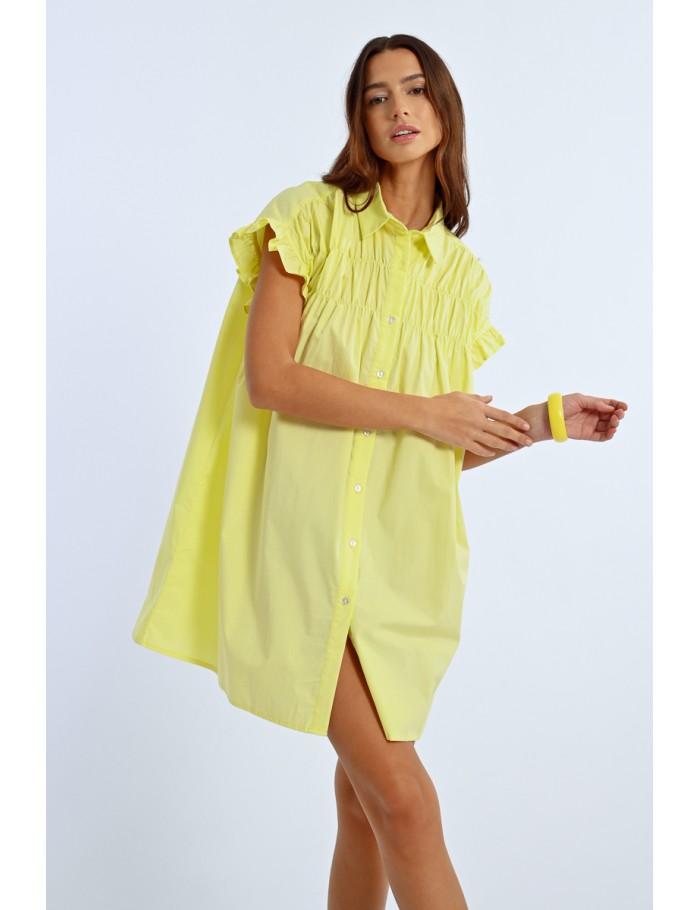 Gathered shirt dress