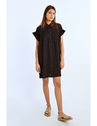 Ruched rhinestone shirt dress