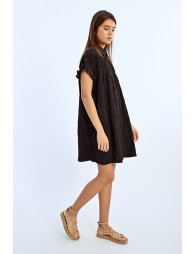 Ruched rhinestone shirt dress