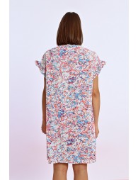 Vestido corto camisero con estampado y pliegues